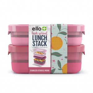 Ello Lunch Bento Stack Plastic Food Storage Container, Set of 2 | TZ3629150