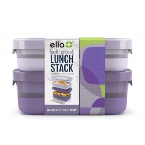 Ello Lunch Bento Stack Plastic Food Storage Container, Set of 2 | NP2678093