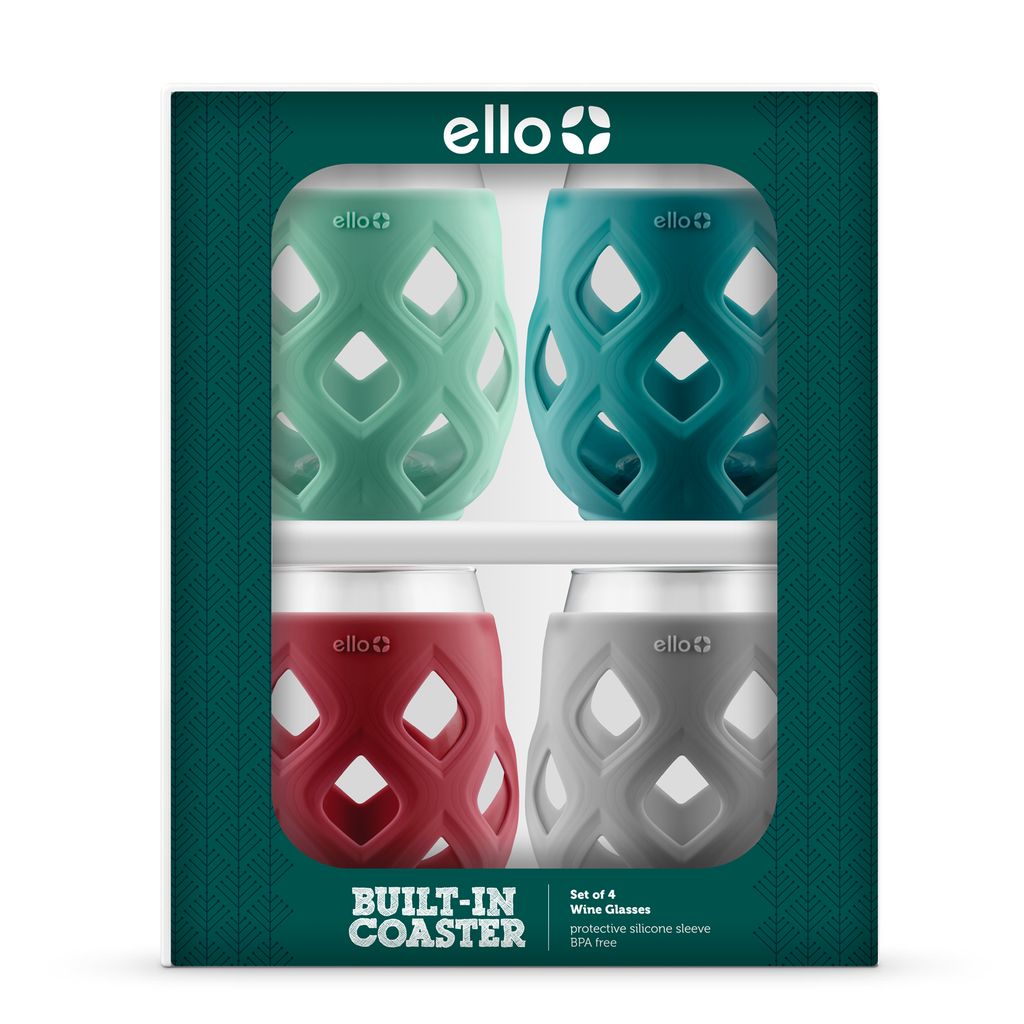 Ello Cru Stemless Wine Glass Set with Silicone Protection | DX9783625