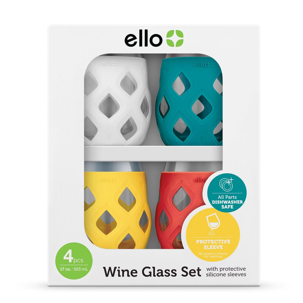 Ello Cru Stemless Wine Glass Set with Silicone Protection | NI7015264