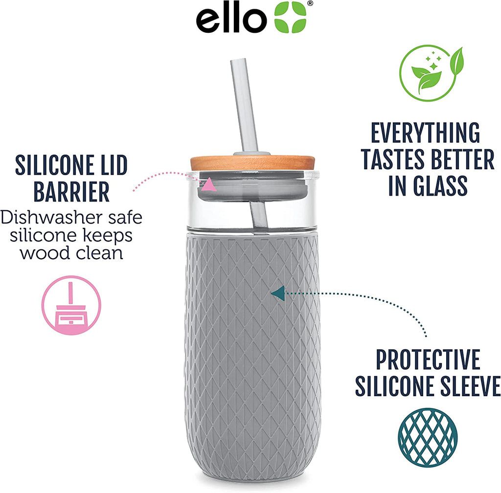 Ello Devon 18oz Glass Tumbler with Straw | BZ1306587