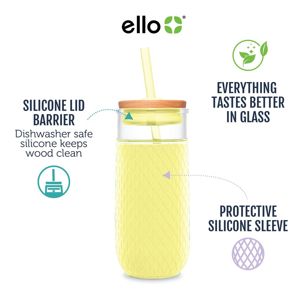 Ello Devon 18oz Glass Tumbler with Straw | ZN0283174