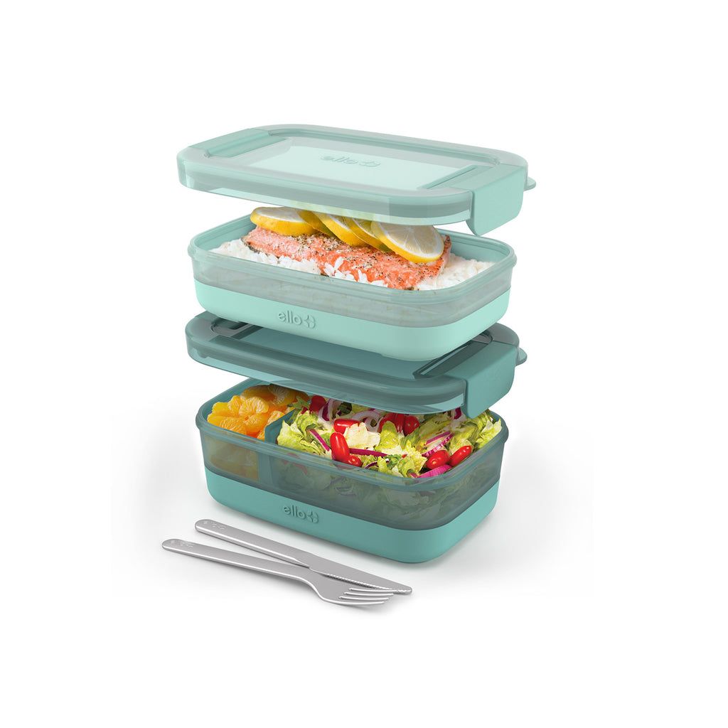 Ello Lunch Bento Stack Plastic Food Storage Container, Set of 2 | XE4376591