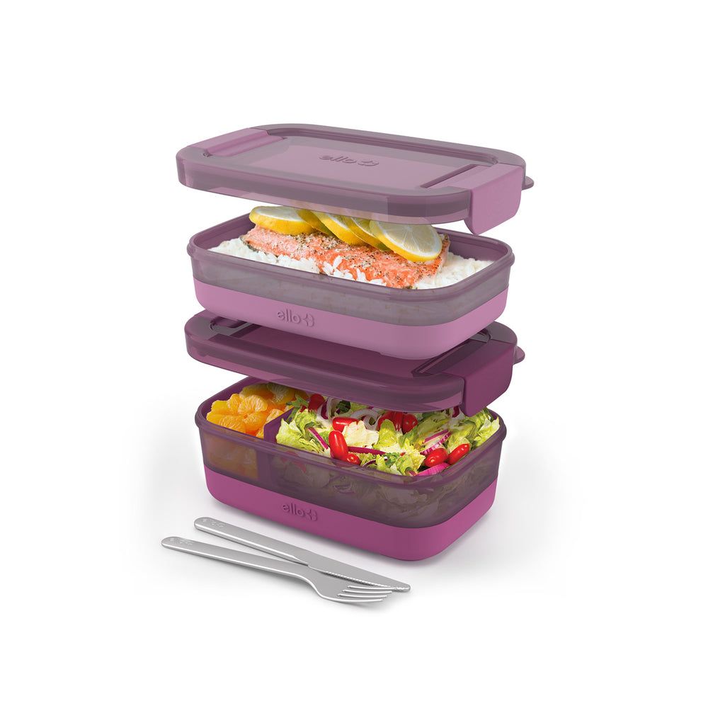 Ello Lunch Bento Stack Plastic Food Storage Container, Set of 2 | FL4263591