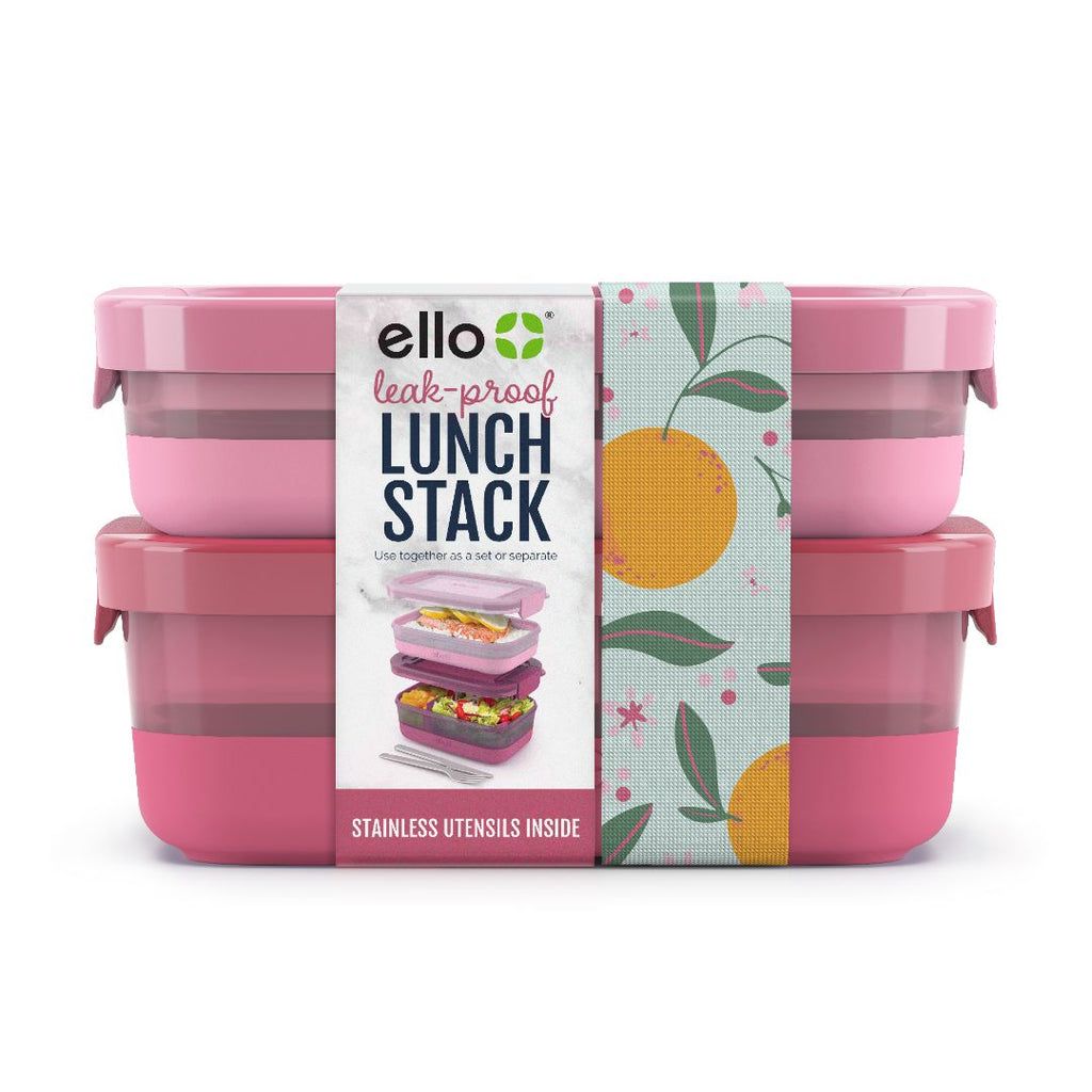 Ello Lunch Bento Stack Plastic Food Storage Container, Set of 2 | HC6871953