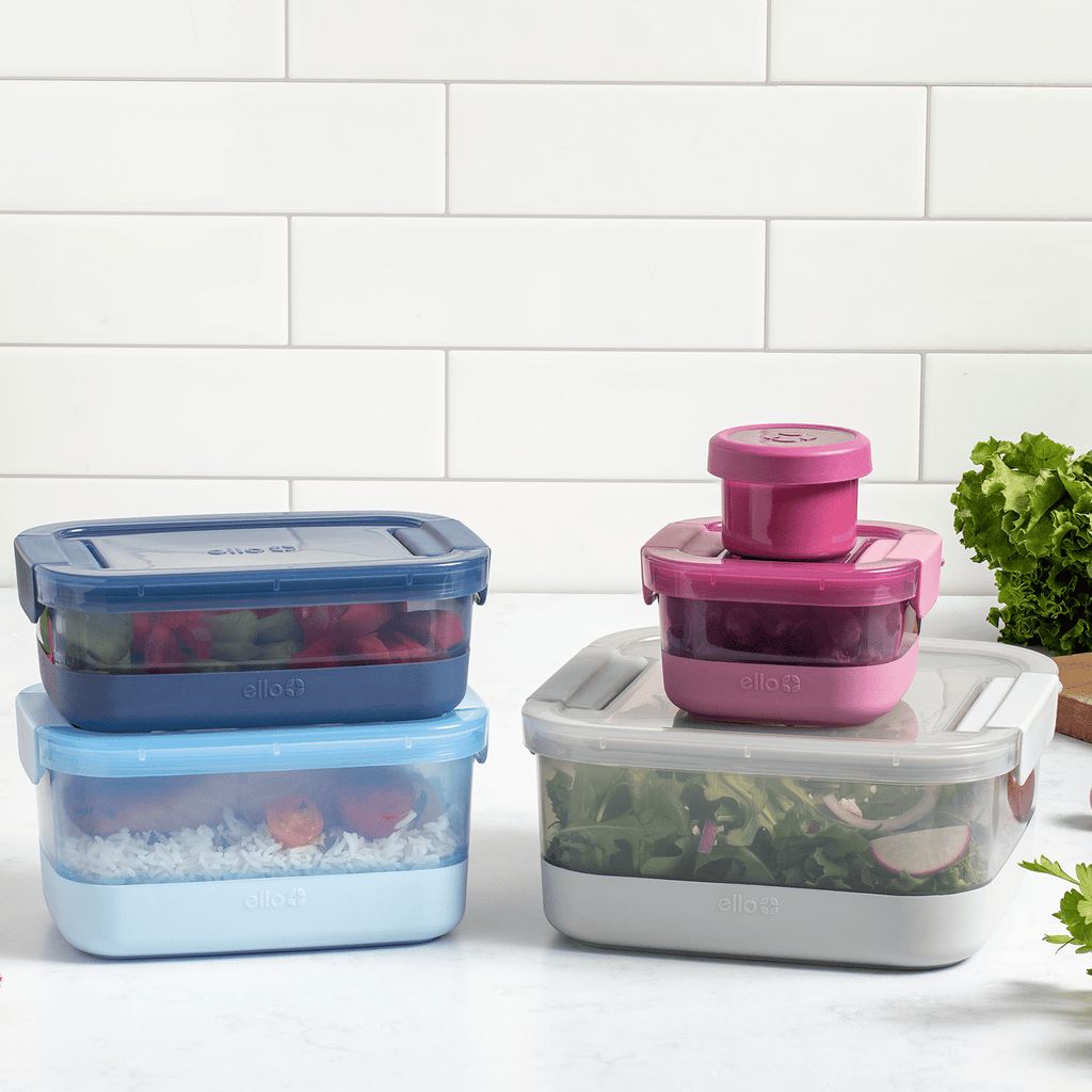 Ello Plastic Food Storage Containers with Soft Base, Mixed Set of 5 | FK9763042